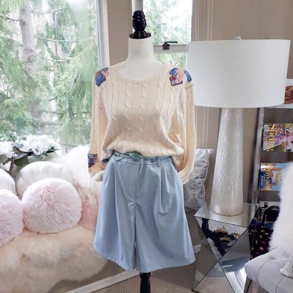 NWT House of Harlow light blue faux leather Bermuda shorts, S - Picture 3 of 6